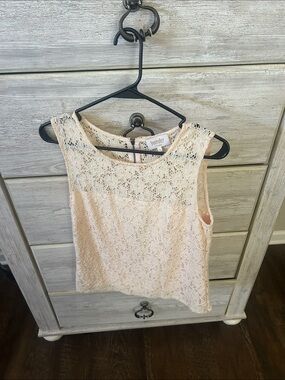 Women’s Laundry By Shelli Segal Sz S Blush Cream Lace Sleeveless Top Worn Once